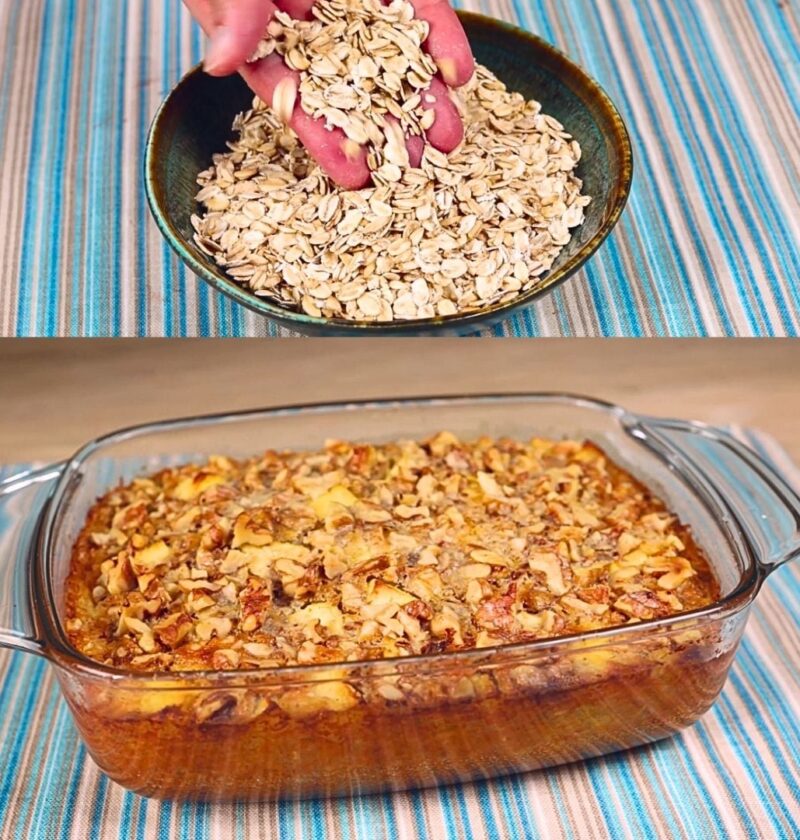 Golden Apple Oat Bake with Raisins & Walnuts