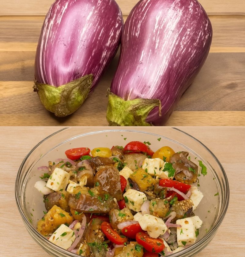 Pan-Roasted Eggplant with Feta, Cashews & Tomatoes