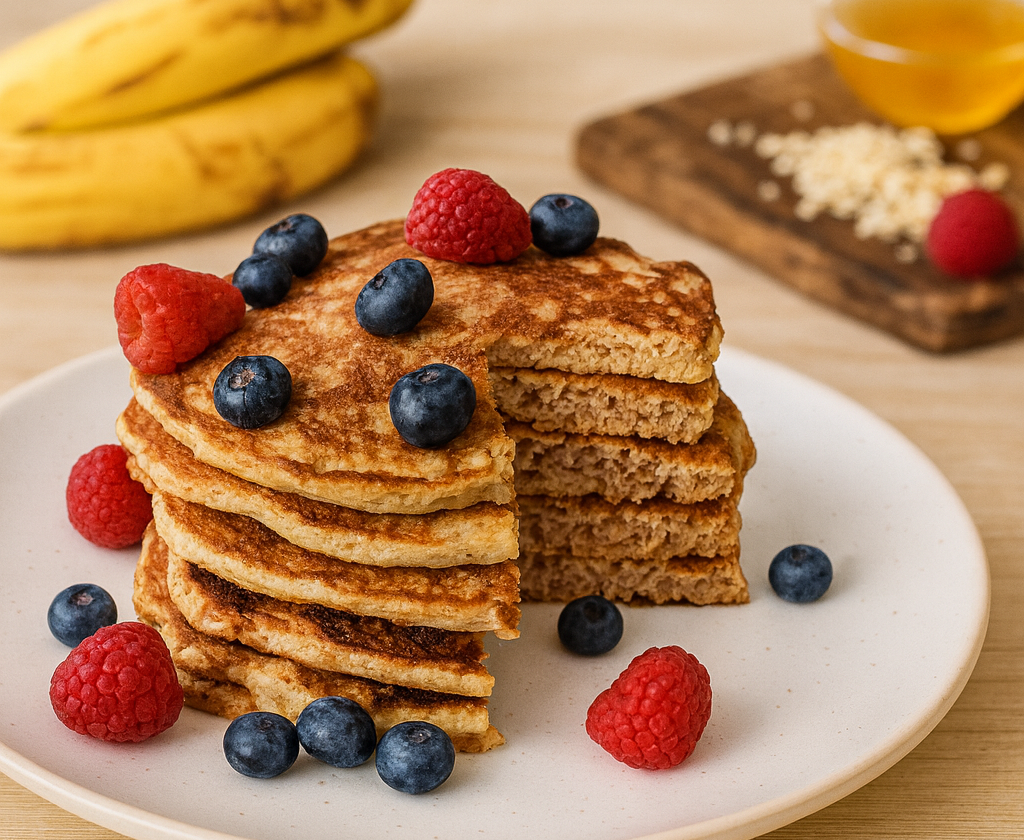 Fluffy Banana Oatmeal Pancakes