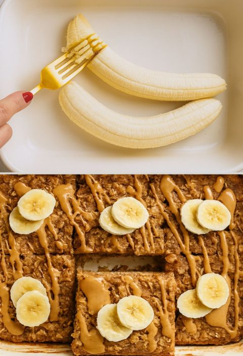 Baked Banana Peanut Butter Oatmeal