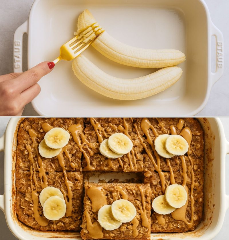 Baked Banana Peanut Butter Oatmeal