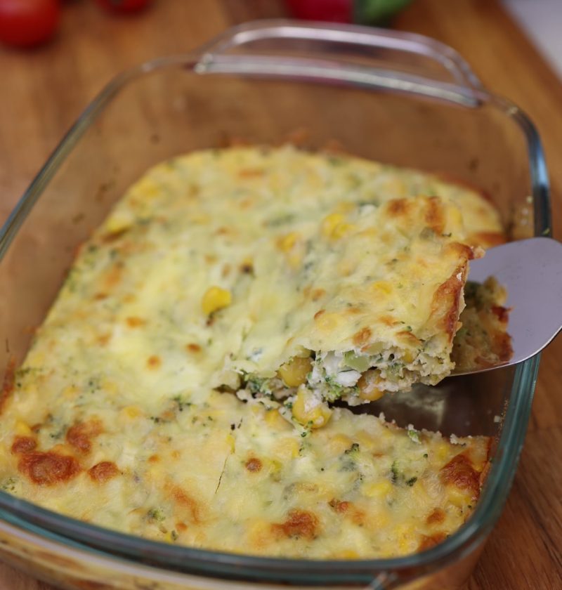 Broccoli Corn Bake with Double Mozzarella