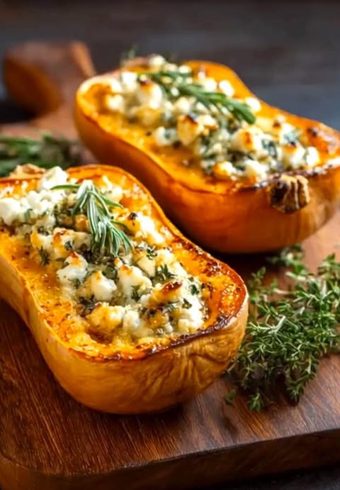 Butternut Squash Stuffed with Feta