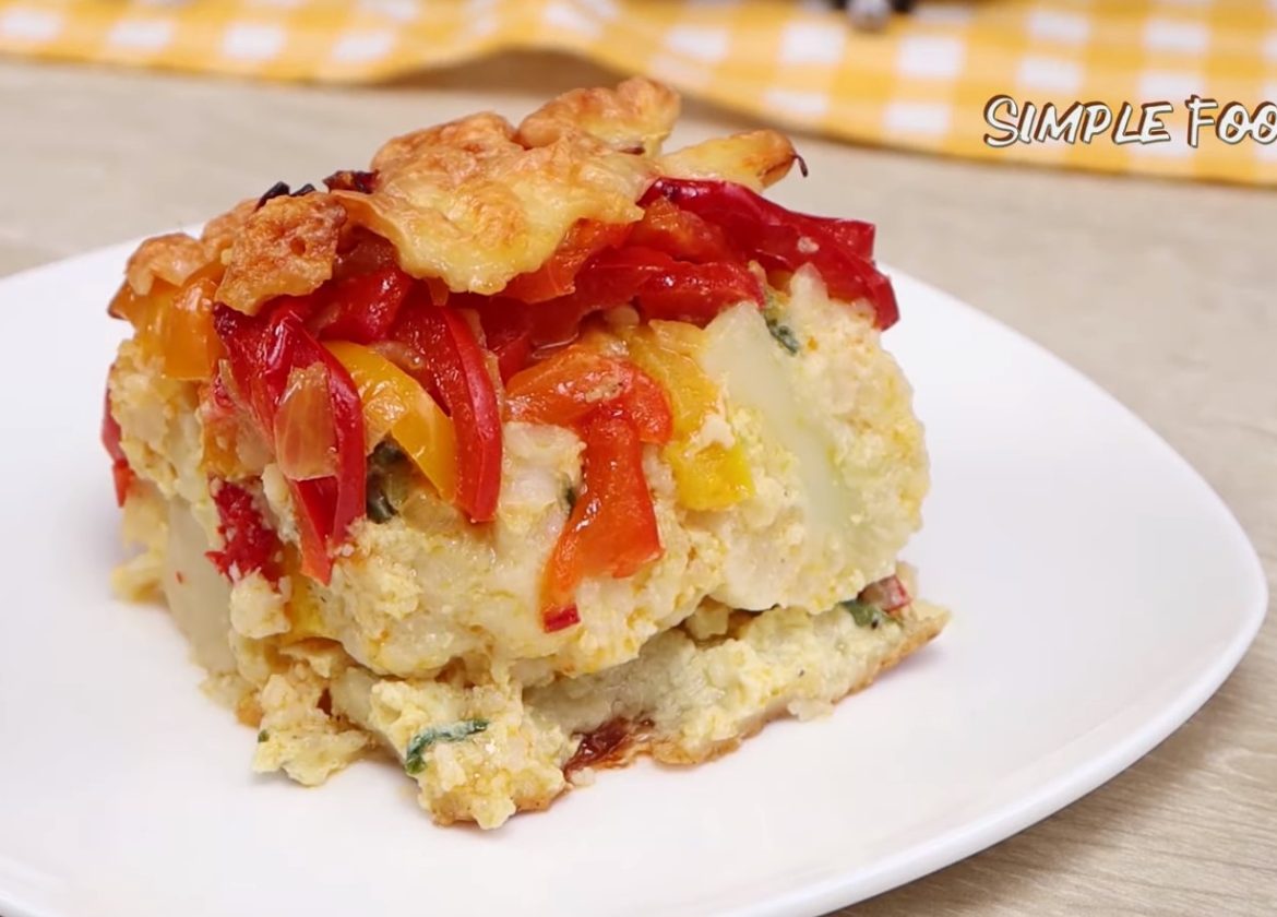 Cauliflower Garden Bake with Mozzarella Crust