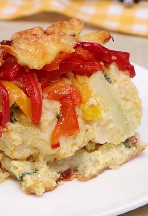 Cauliflower Garden Bake with Mozzarella Crust