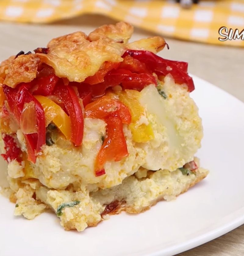 Cauliflower Garden Bake with Mozzarella Crust