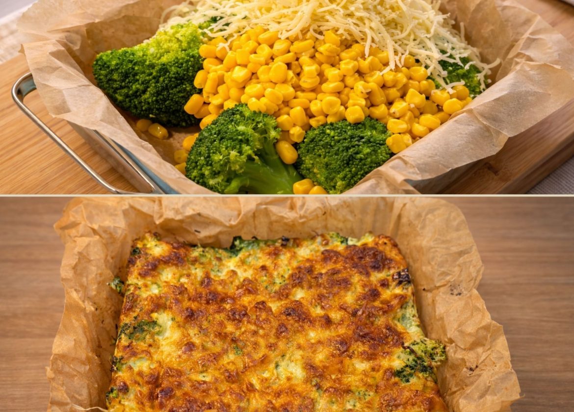 Broccoli, Corn & Mozzarella Bake