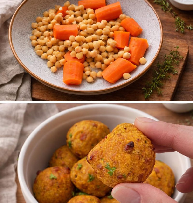 Golden Carrot–Chickpea Mozzarella Bites