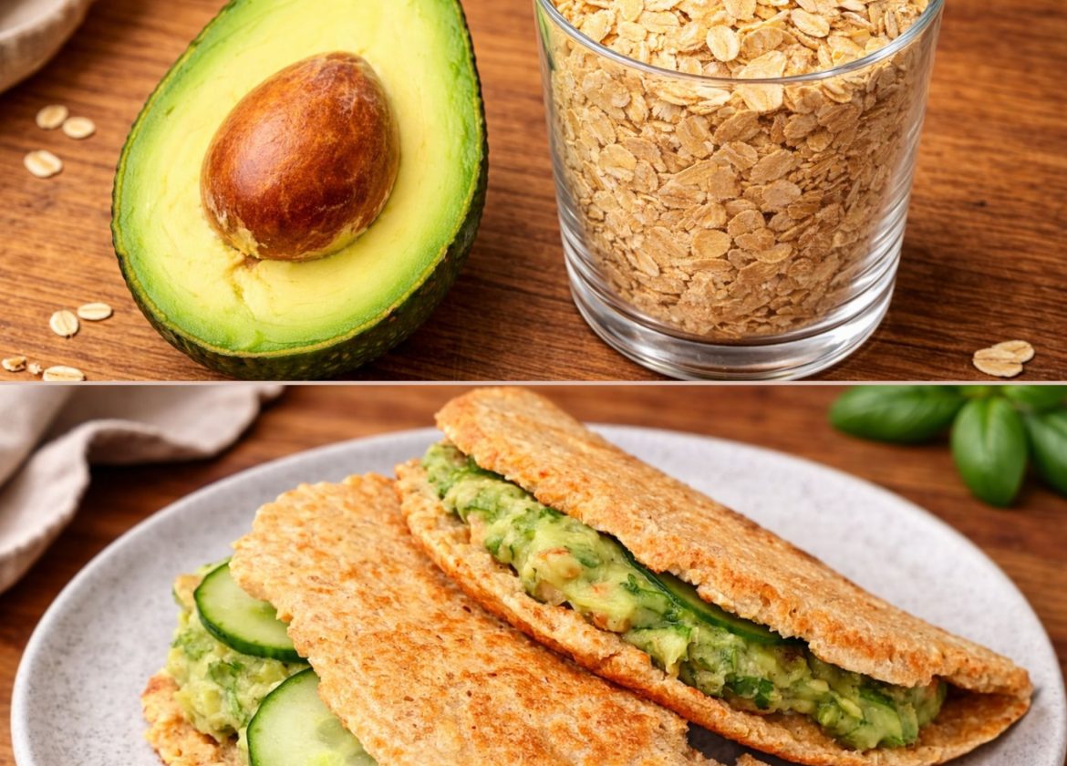 Velvety Oat & Avocado Breakfast Pancake Stack