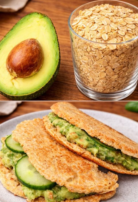 Velvety Oat & Avocado Breakfast Pancake Stack