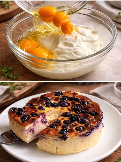 Air Fryer Yogurt Cake with Blueberries