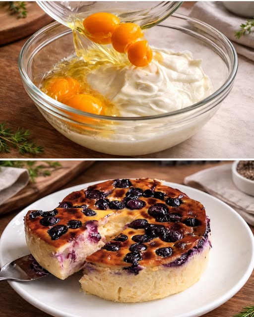 Air Fryer Yogurt Cake with Blueberries