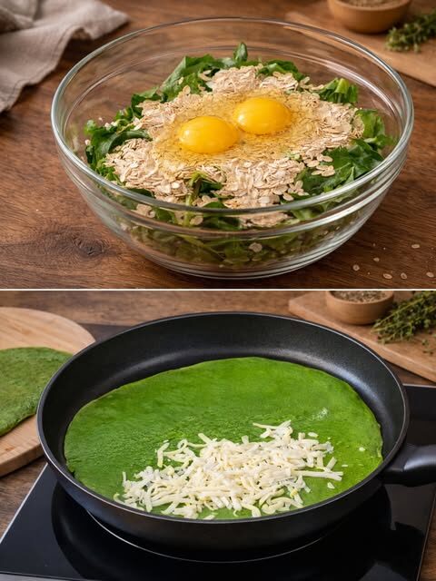 Emerald Spinach Oat Skillet Fold