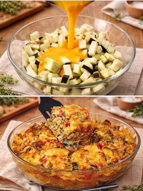 Smoky Baked Eggplant & Tomato Egg Frittata