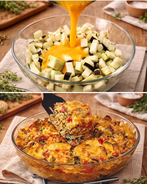 Smoky Baked Eggplant & Tomato Egg Frittata