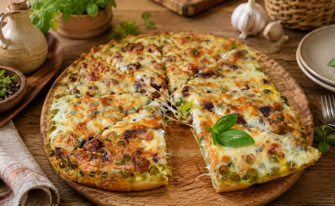 Air Fryer Pea, Egg & Sun-Dried Tomato Bake