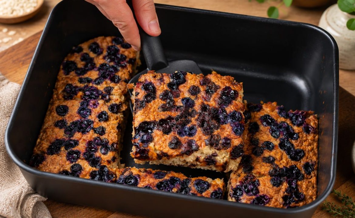 Banana Oatmeal Bake with Blueberries