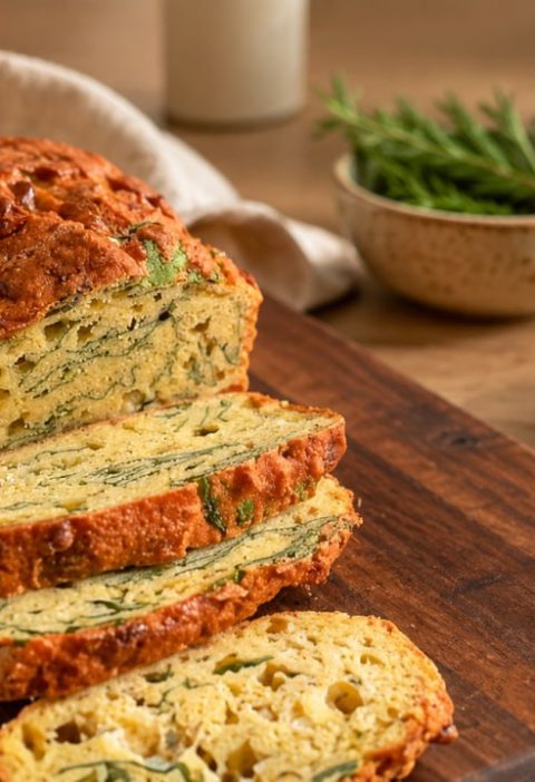 Golden Red Lentil Spinach Loaf with Mozzarella