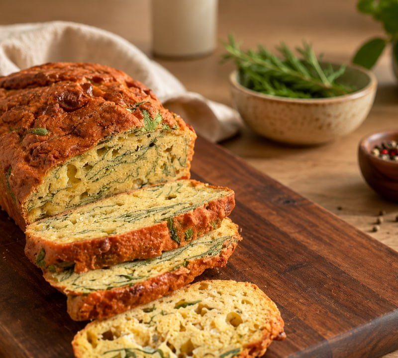 Golden Red Lentil Spinach Loaf with Mozzarella