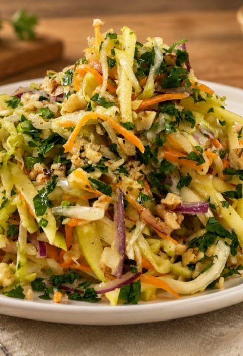 Crunchy Apple Walnut Cabbage Salad