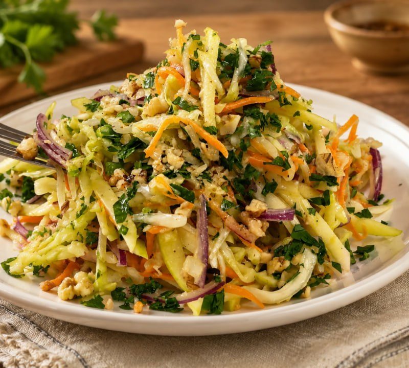 Crunchy Apple Walnut Cabbage Salad