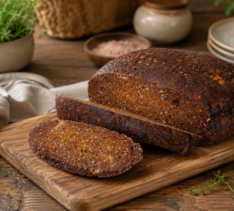 Rustic Cocoa Lentil Loaf With Caraway And Herbs