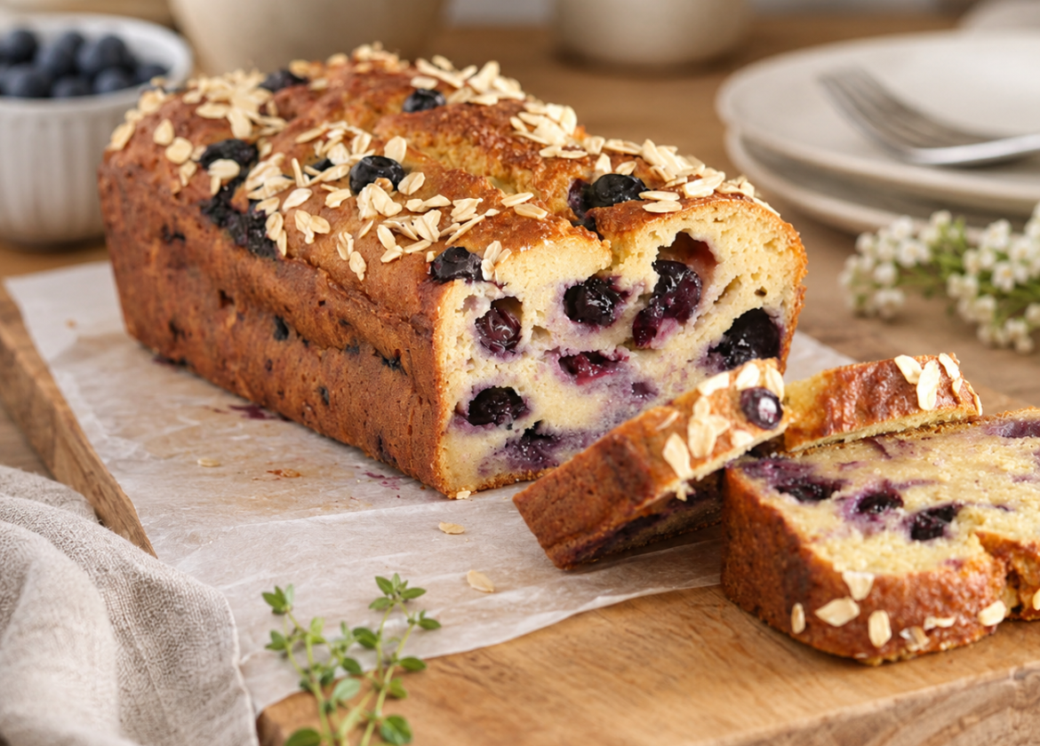 High-Protein Greek Yogurt Blueberry Breakfast Bread – Flourless