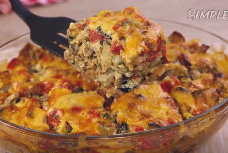Golden Baked Aubergine Egg Frittata