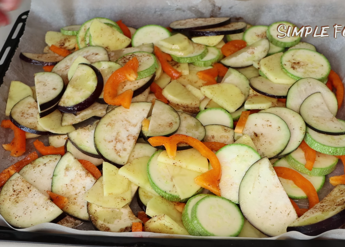 Roasted Zucchini And Aubergine Tray Bake