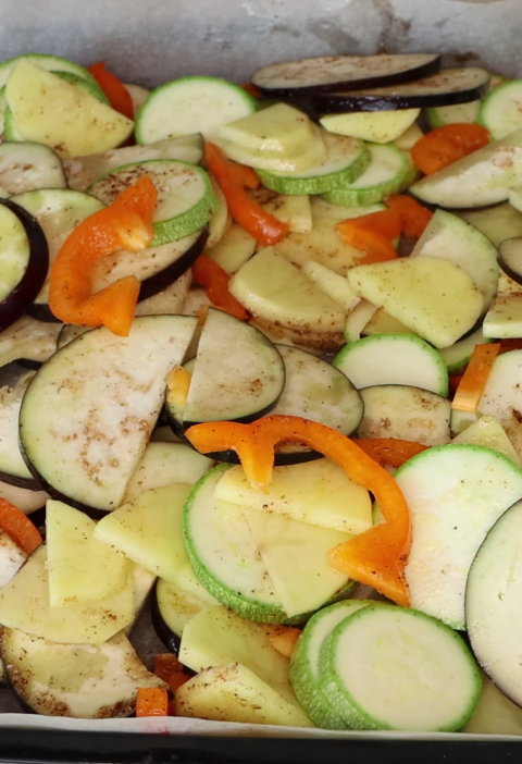 Roasted Zucchini And Aubergine Tray Bake