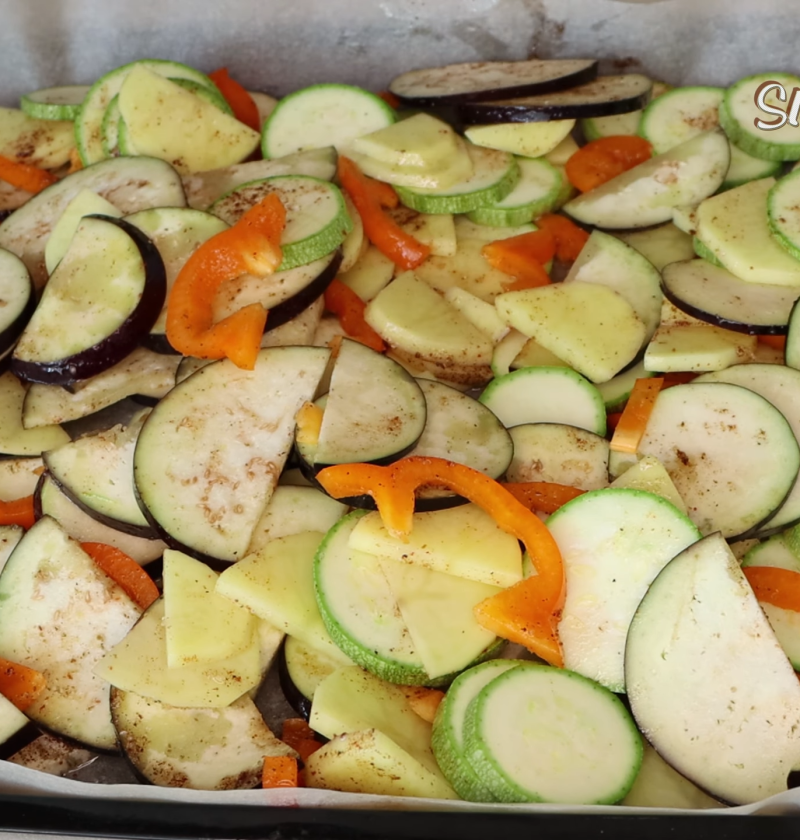 Roasted Zucchini And Aubergine Tray Bake