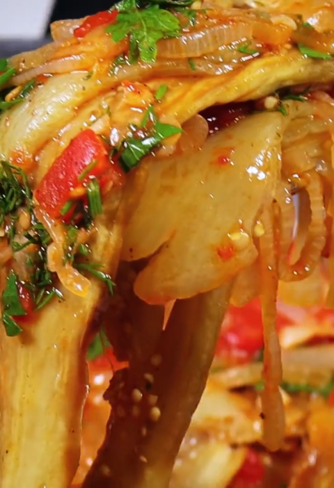 Summer Layered Aubergine And Pepper Medley