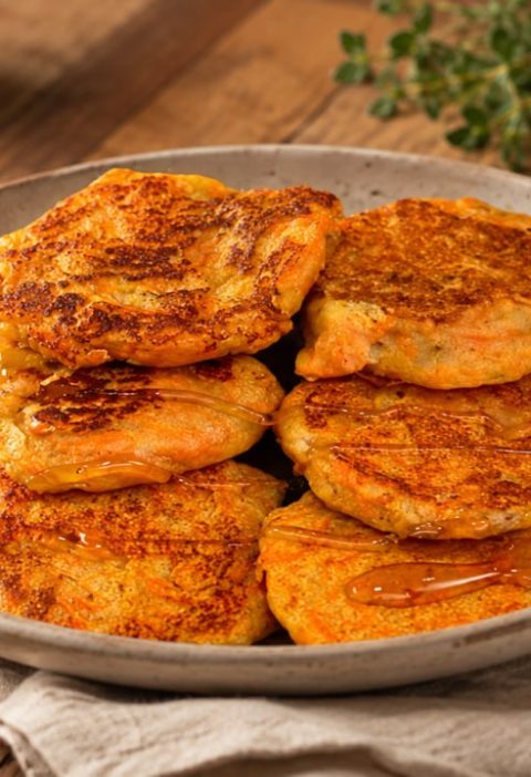 Golden Banana & Carrot Oat Pancakes