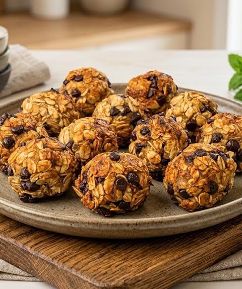 Golden Banana Oat Bites with Melted Chocolate