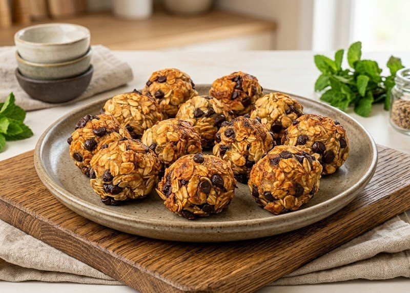 Golden Banana Oat Bites with Melted Chocolate