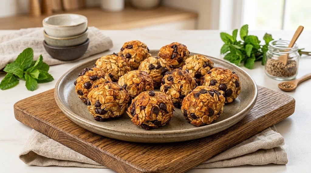 Golden Banana Oat Bites with Melted Chocolate